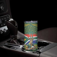Custom South Africa Rugby Bokke Mascot Skinny Tumbler With Flag Style - Wonder Print Shop