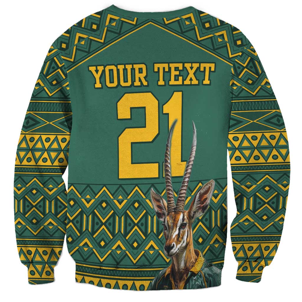 Custom South Africa Rugby Bokke Mascot Sweatshirt With Flag Style - Wonder Print Shop