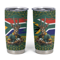 Custom South Africa Rugby Bokke Mascot Tumbler Cup With Flag Style - Wonder Print Shop