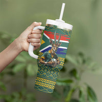 Custom South Africa Rugby Bokke Mascot Tumbler With Handle With Flag Style - Wonder Print Shop