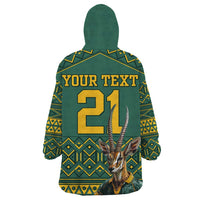 Custom South Africa Rugby Bokke Mascot Wearable Blanket Hoodie With Flag Style - Wonder Print Shop