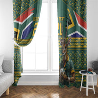 Custom South Africa Rugby Bokke Mascot Window Curtain With Flag Style - Wonder Print Shop