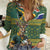 Custom South Africa Rugby Bokke Mascot Women Casual Shirt With Flag Style - Wonder Print Shop