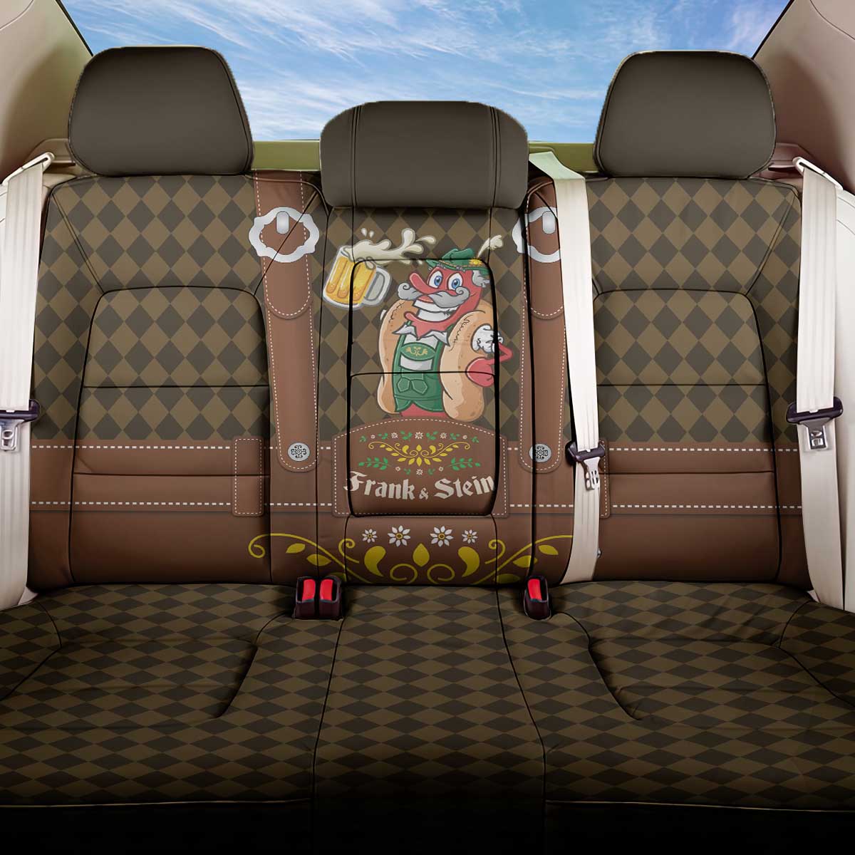 Frank & Stein Oktoberfest Back Car Seat Cover Beer Festival German Bavarian - Wonder Print Shop