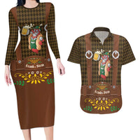 Frank & Stein Oktoberfest Couples Matching Long Sleeve Bodycon Dress and Hawaiian Shirt Beer Festival German Bavarian - Wonder Print Shop