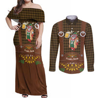 Frank & Stein Oktoberfest Couples Matching Off Shoulder Maxi Dress and Long Sleeve Button Shirt Beer Festival German Bavarian - Wonder Print Shop