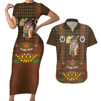 Frank & Stein Oktoberfest Couples Matching Short Sleeve Bodycon Dress and Hawaiian Shirt Beer Festival German Bavarian - Wonder Print Shop