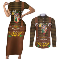 Frank & Stein Oktoberfest Couples Matching Short Sleeve Bodycon Dress and Long Sleeve Button Shirt Beer Festival German Bavarian - Wonder Print Shop