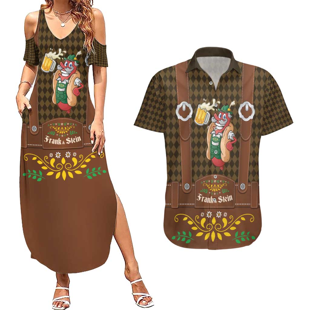 Frank & Stein Oktoberfest Couples Matching Summer Maxi Dress and Hawaiian Shirt Beer Festival German Bavarian - Wonder Print Shop