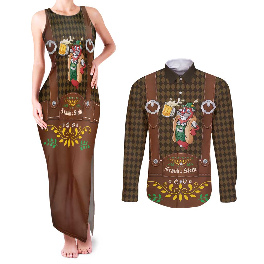 Frank & Stein Oktoberfest Couples Matching Tank Maxi Dress and Long Sleeve Button Shirt Beer Festival German Bavarian - Wonder Print Shop