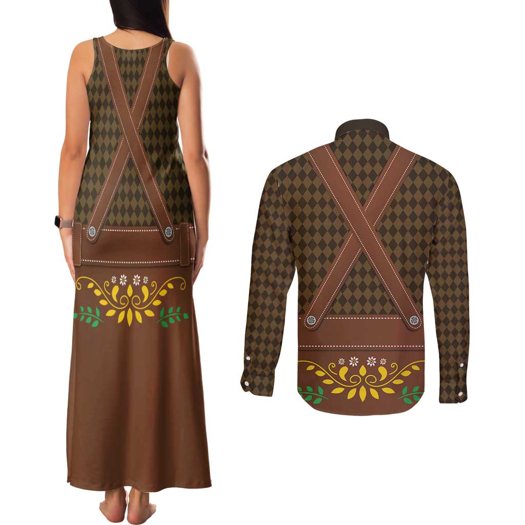 Frank & Stein Oktoberfest Couples Matching Tank Maxi Dress and Long Sleeve Button Shirt Beer Festival German Bavarian - Wonder Print Shop