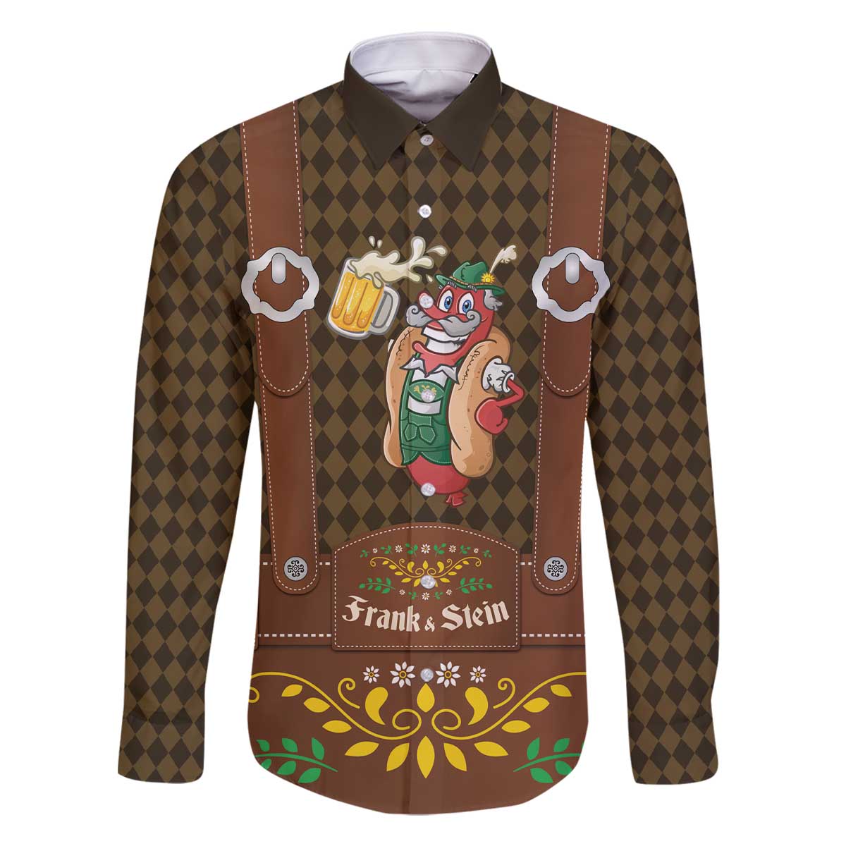 Frank & Stein Oktoberfest Family Matching Off The Shoulder Long Sleeve Dress and Hawaiian Shirt Beer Festival German Bavarian - Wonder Print Shop