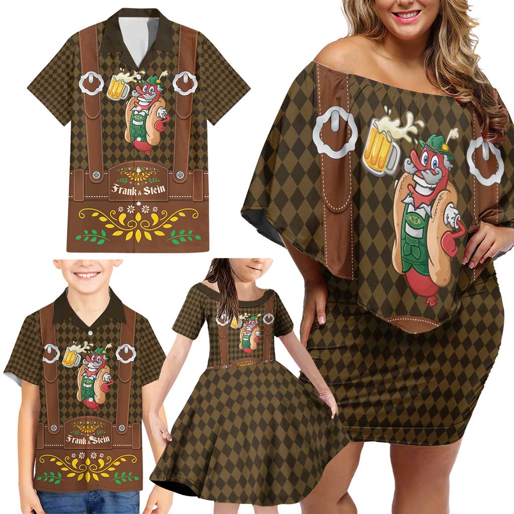 Frank & Stein Oktoberfest Family Matching Off Shoulder Short Dress and Hawaiian Shirt Beer Festival German Bavarian - Wonder Print Shop