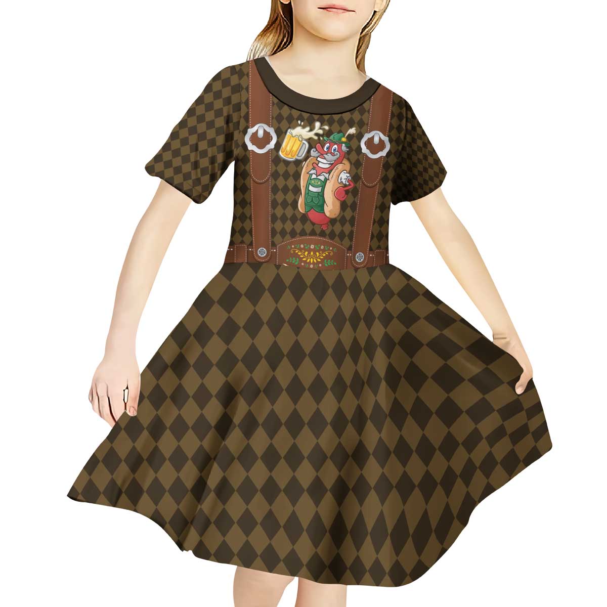 Frank & Stein Oktoberfest Kid Short Sleeve Dress Beer Festival German Bavarian - Wonder Print Shop