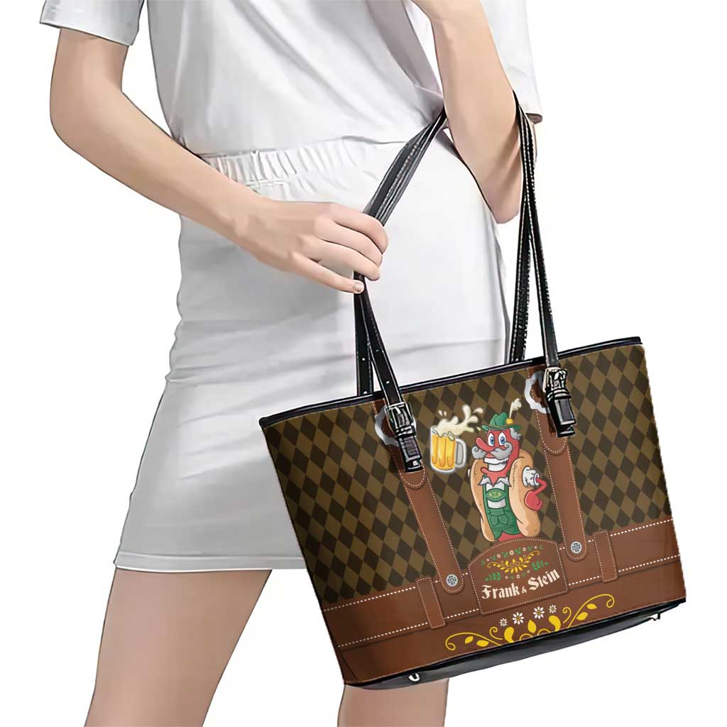 Frank & Stein Oktoberfest Leather Tote Bag Beer Festival German Bavarian - Wonder Print Shop