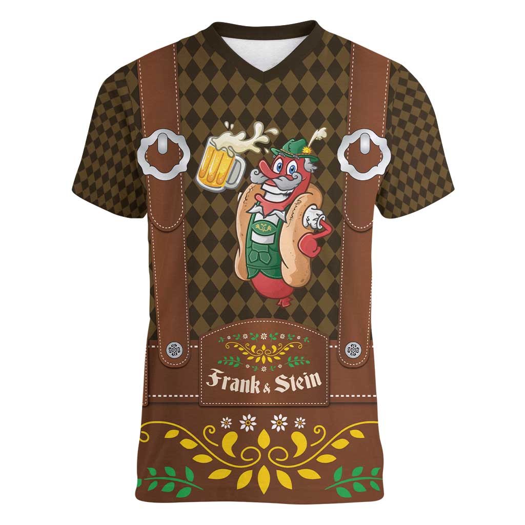 Frank & Stein Oktoberfest Women V-Neck T-Shirt Beer Festival German Bavarian - Wonder Print Shop