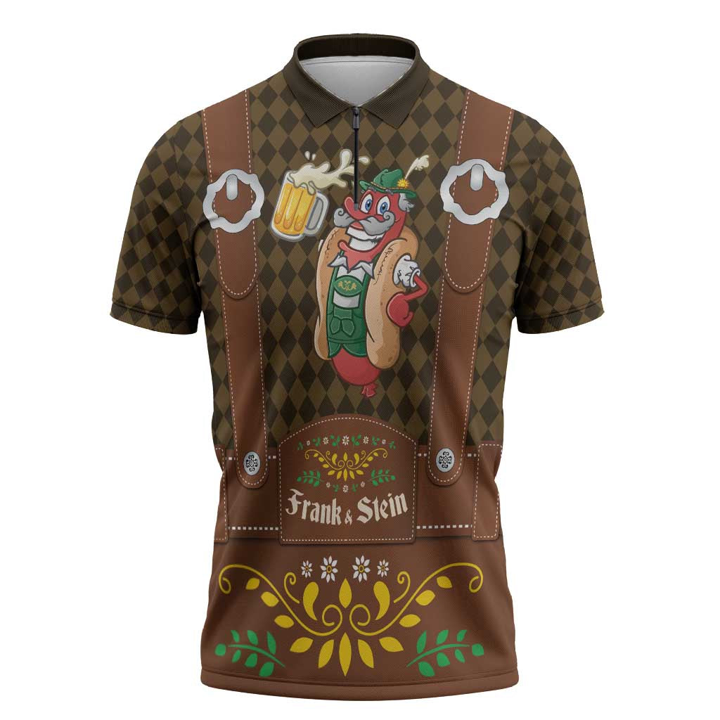 Frank & Stein Oktoberfest Zipper Polo Shirt Beer Festival German Bavarian - Wonder Print Shop