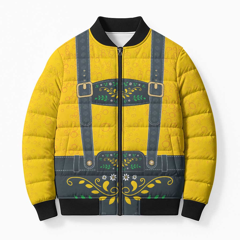 Lederhosen Oktoberfest Bomber Puffer Jacket Bavarian Beer Time - Wonder Print Shop
