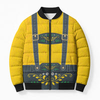 Lederhosen Oktoberfest Bomber Puffer Jacket Bavarian Beer Time - Wonder Print Shop