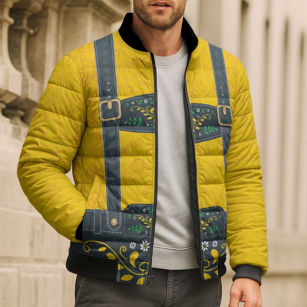 Lederhosen Oktoberfest Bomber Puffer Jacket Bavarian Beer Time - Wonder Print Shop