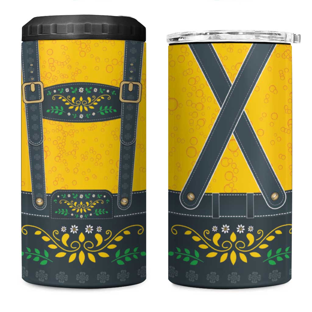 Lederhosen Oktoberfest 4 in 1 Can Cooler Tumbler Bavarian Beer Time - Wonder Print Shop