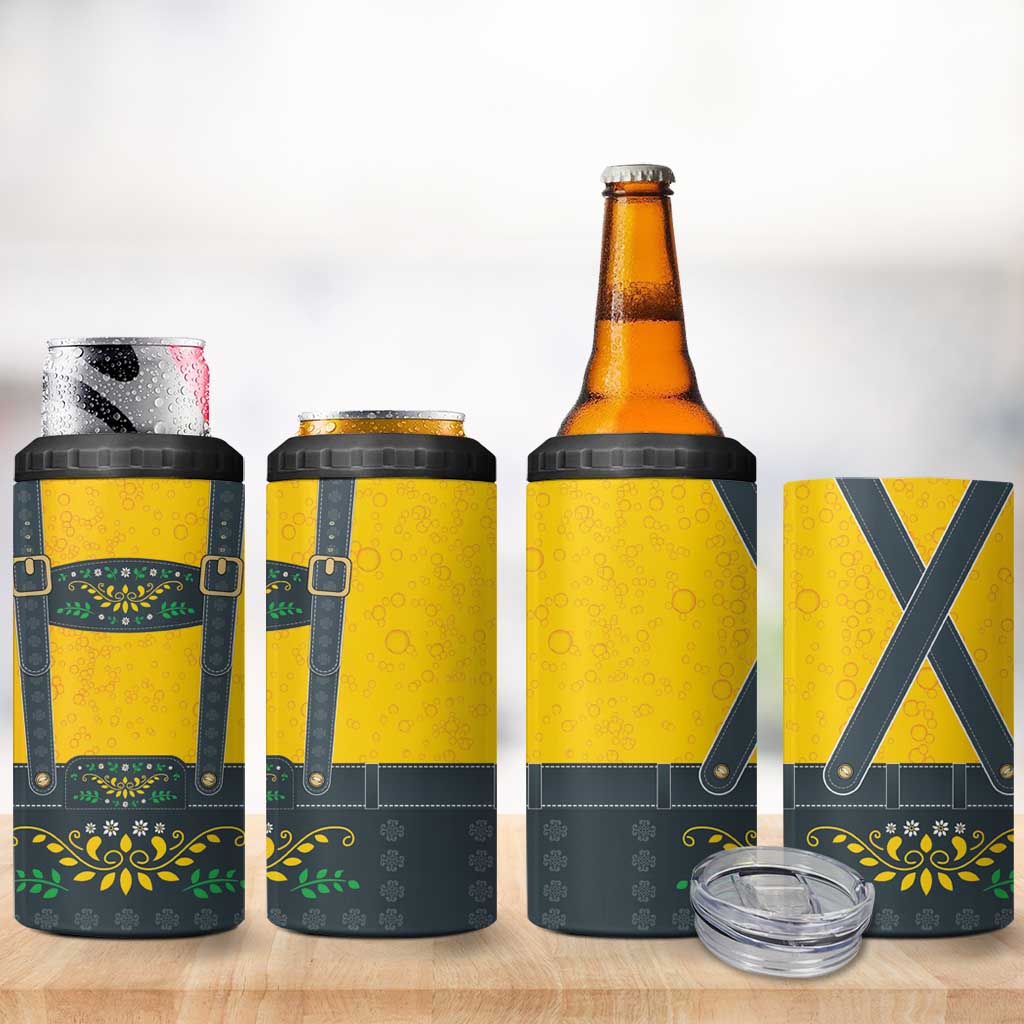 Lederhosen Oktoberfest 4 in 1 Can Cooler Tumbler Bavarian Beer Time - Wonder Print Shop