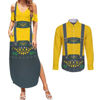 Lederhosen Oktoberfest Couples Matching Summer Maxi Dress and Long Sleeve Button Shirt Bavarian Beer Time - Wonder Print Shop