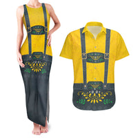 Lederhosen Oktoberfest Couples Matching Tank Maxi Dress and Hawaiian Shirt Bavarian Beer Time - Wonder Print Shop