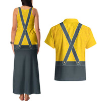 Lederhosen Oktoberfest Couples Matching Tank Maxi Dress and Hawaiian Shirt Bavarian Beer Time - Wonder Print Shop