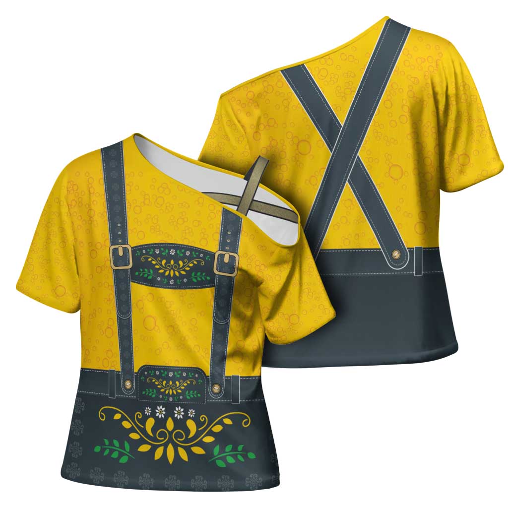 Lederhosen Oktoberfest Cross Shoulder Shirt Bavarian Beer Time - Wonder Print Shop