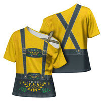 Lederhosen Oktoberfest Cross Shoulder Shirt Bavarian Beer Time - Wonder Print Shop