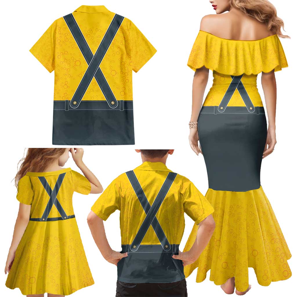 Lederhosen Oktoberfest Family Matching Mermaid Dress and Hawaiian Shirt Bavarian Beer Time - Wonder Print Shop