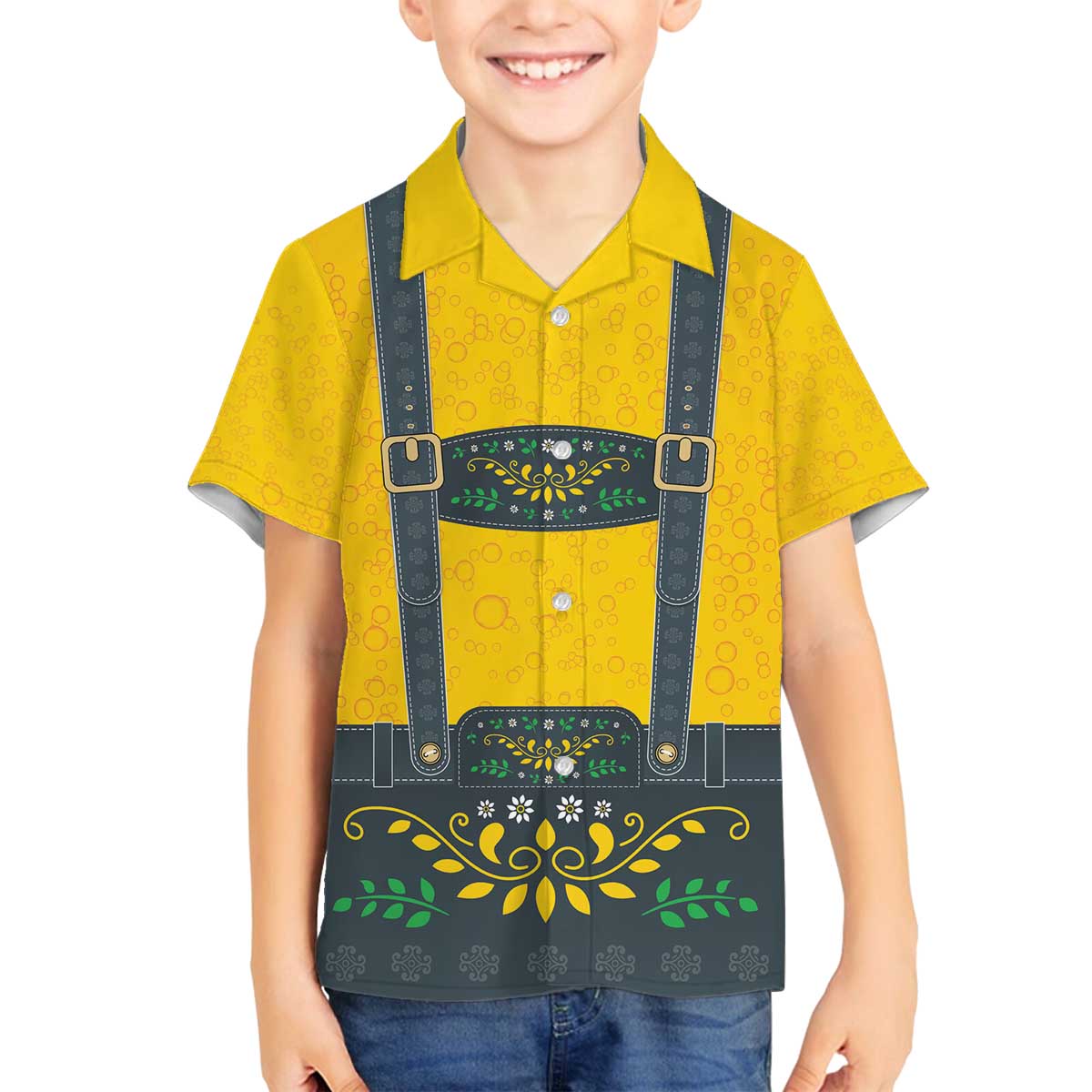 Lederhosen Oktoberfest Family Matching Off The Shoulder Long Sleeve Dress and Hawaiian Shirt Bavarian Beer Time - Wonder Print Shop