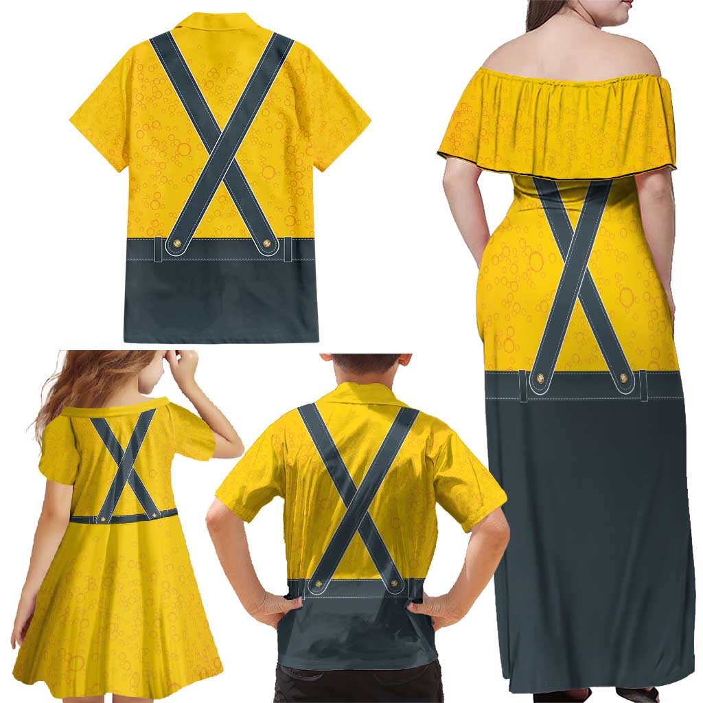 Lederhosen Oktoberfest Family Matching Off Shoulder Maxi Dress and Hawaiian Shirt Bavarian Beer Time - Wonder Print Shop