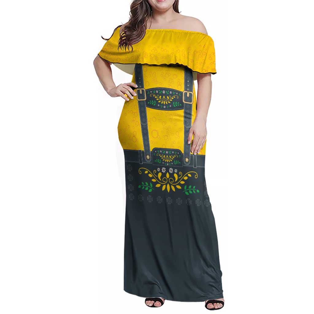 Lederhosen Oktoberfest Family Matching Off Shoulder Maxi Dress and Hawaiian Shirt Bavarian Beer Time - Wonder Print Shop