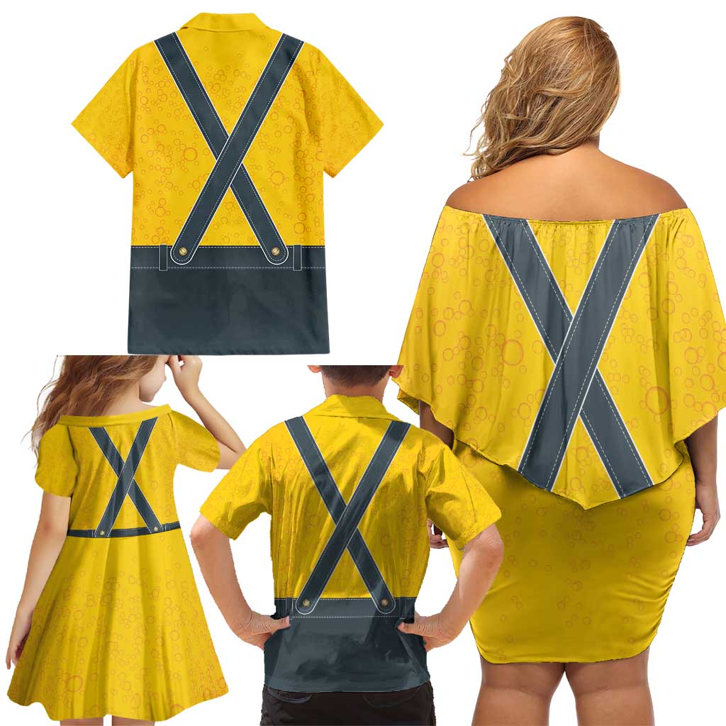 Lederhosen Oktoberfest Family Matching Off Shoulder Short Dress and Hawaiian Shirt Bavarian Beer Time - Wonder Print Shop