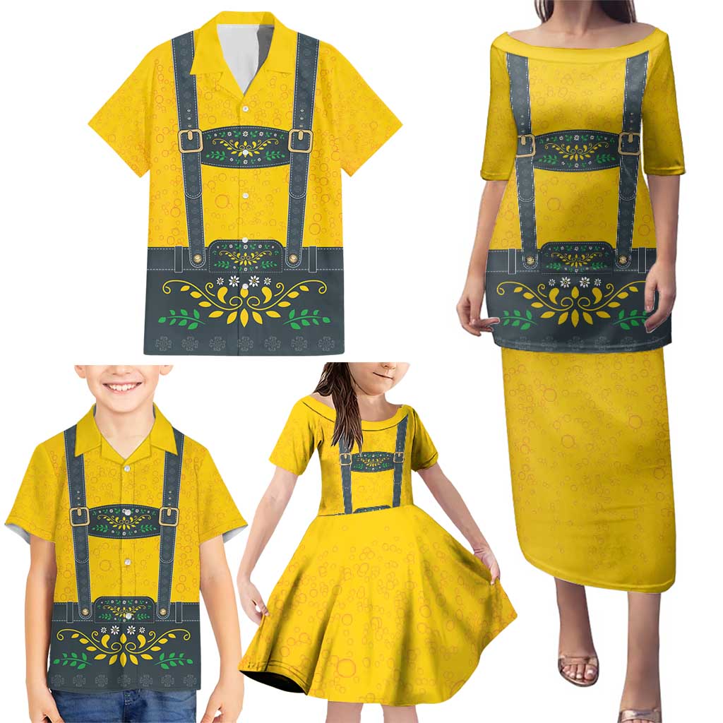 Lederhosen Oktoberfest Family Matching Puletasi and Hawaiian Shirt Bavarian Beer Time - Wonder Print Shop