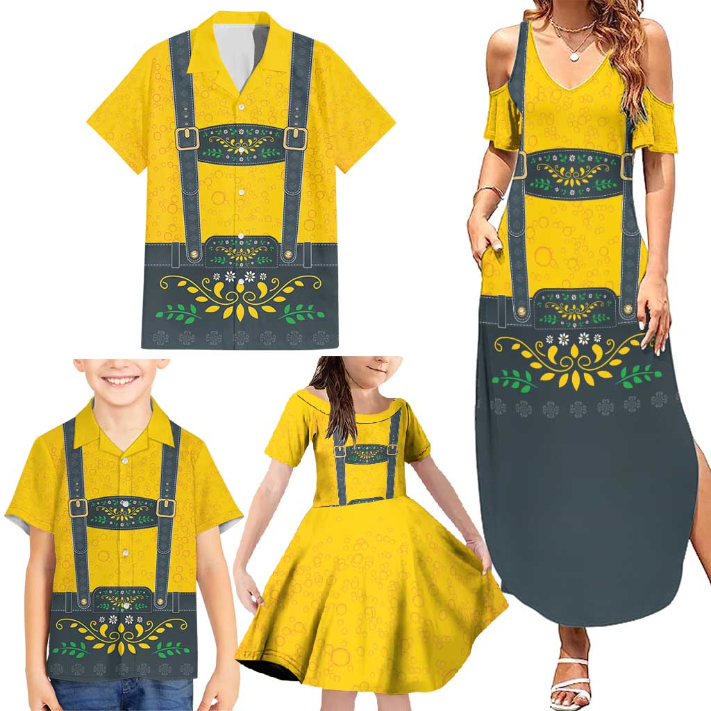 Lederhosen Oktoberfest Family Matching Summer Maxi Dress and Hawaiian Shirt Bavarian Beer Time - Wonder Print Shop