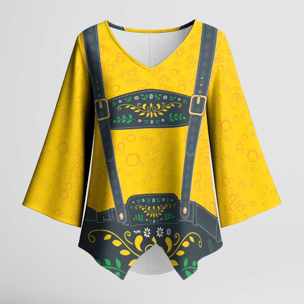 Lederhosen Oktoberfest Kimono Sleeve Blouse Bavarian Beer Time - Wonder Print Shop