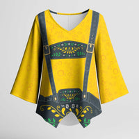 Lederhosen Oktoberfest Kimono Sleeve Blouse Bavarian Beer Time - Wonder Print Shop