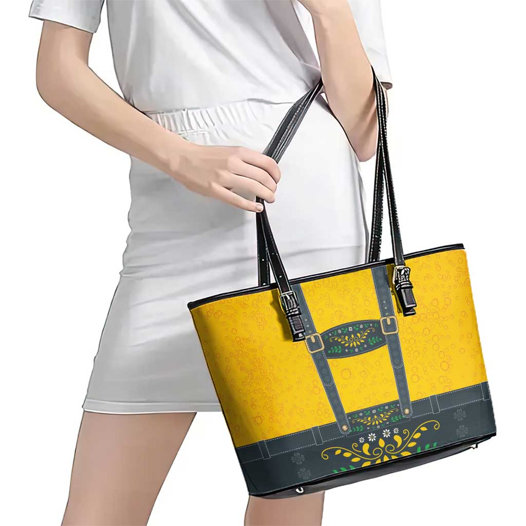 Lederhosen Oktoberfest Leather Tote Bag Bavarian Beer Time - Wonder Print Shop