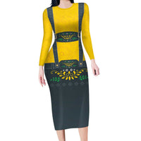 Lederhosen Oktoberfest Long Sleeve Bodycon Dress Bavarian Beer Time - Wonder Print Shop