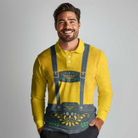 Lederhosen Oktoberfest Long Sleeve Polo Shirt Bavarian Beer Time - Wonder Print Shop