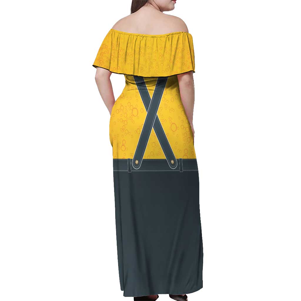 Lederhosen Oktoberfest Off Shoulder Maxi Dress Bavarian Beer Time - Wonder Print Shop