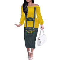 Lederhosen Oktoberfest Off The Shoulder Long Sleeve Dress Bavarian Beer Time - Wonder Print Shop