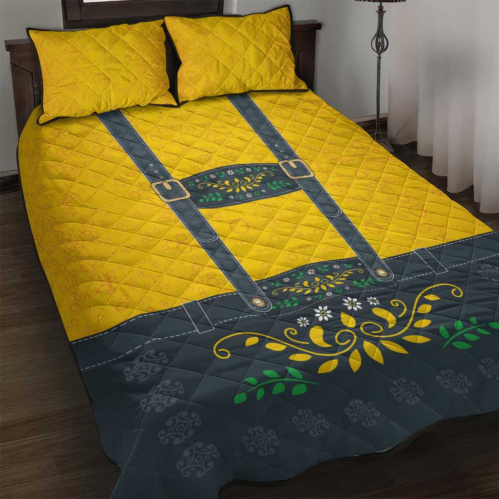 Lederhosen Oktoberfest Quilt Bed Set Bavarian Beer Time - Wonder Print Shop