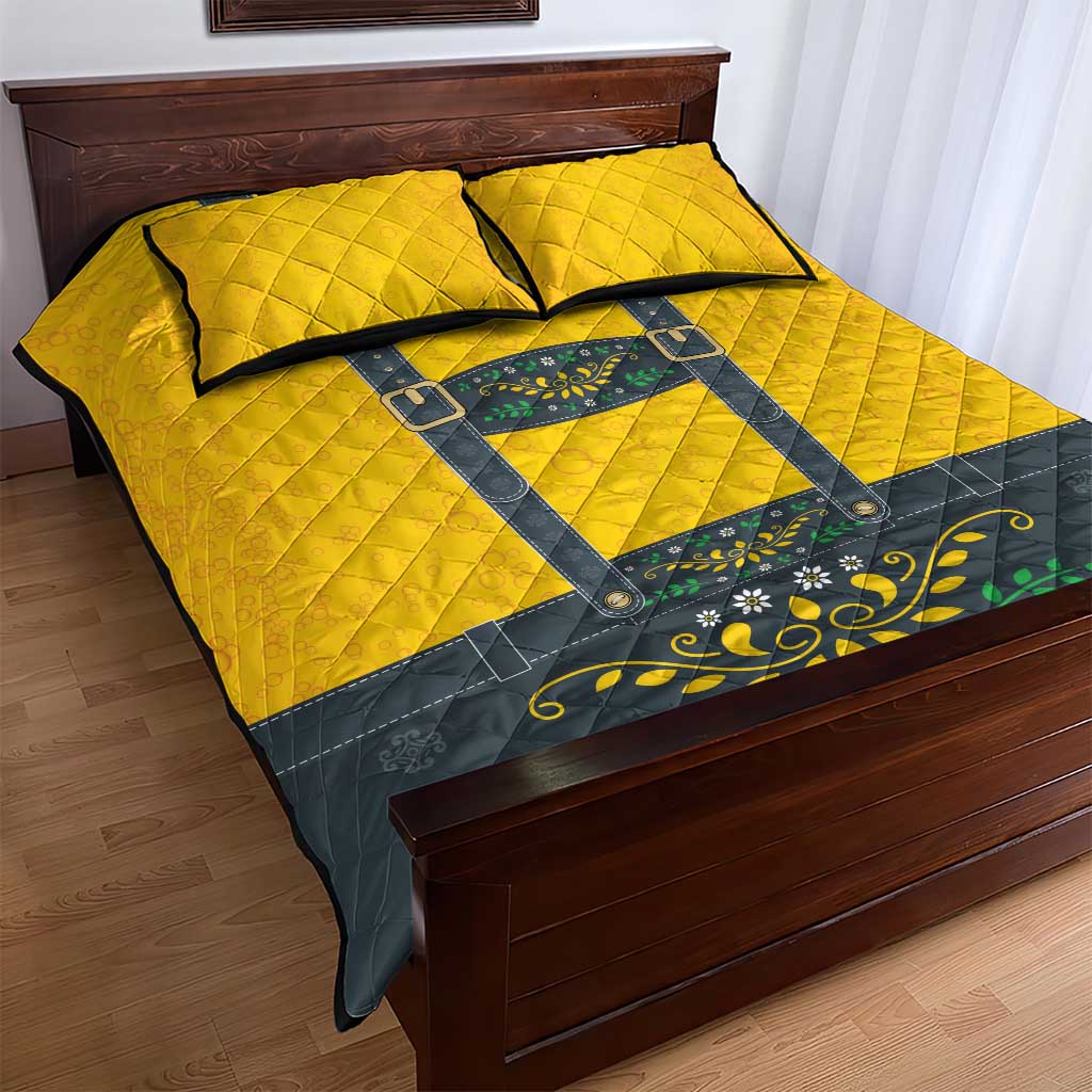 Lederhosen Oktoberfest Quilt Bed Set Bavarian Beer Time - Wonder Print Shop