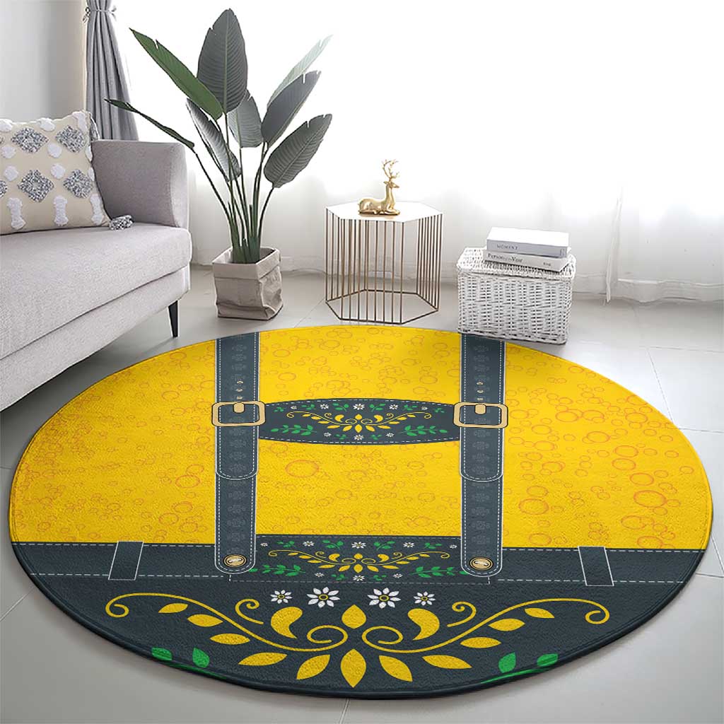 Lederhosen Oktoberfest Round Carpet Bavarian Beer Time - Wonder Print Shop