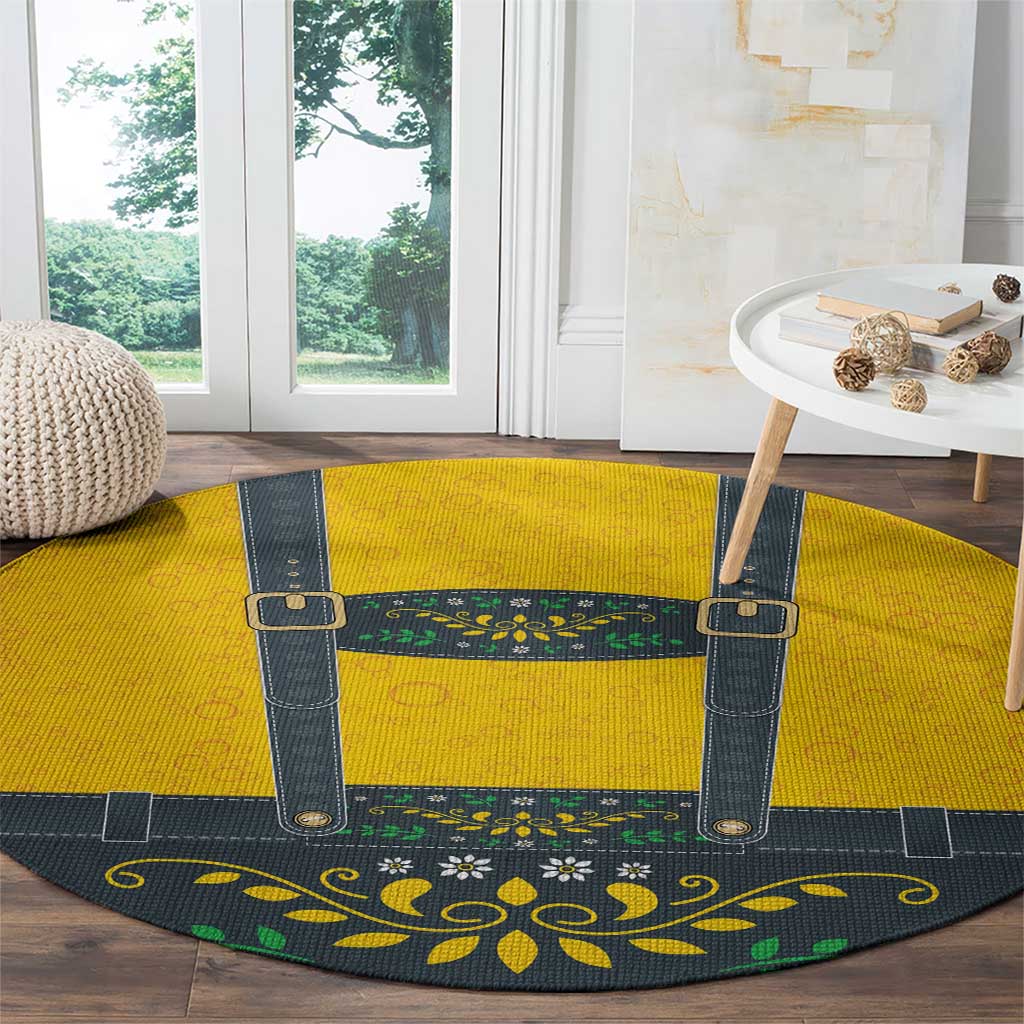 Lederhosen Oktoberfest Round Carpet Bavarian Beer Time - Wonder Print Shop