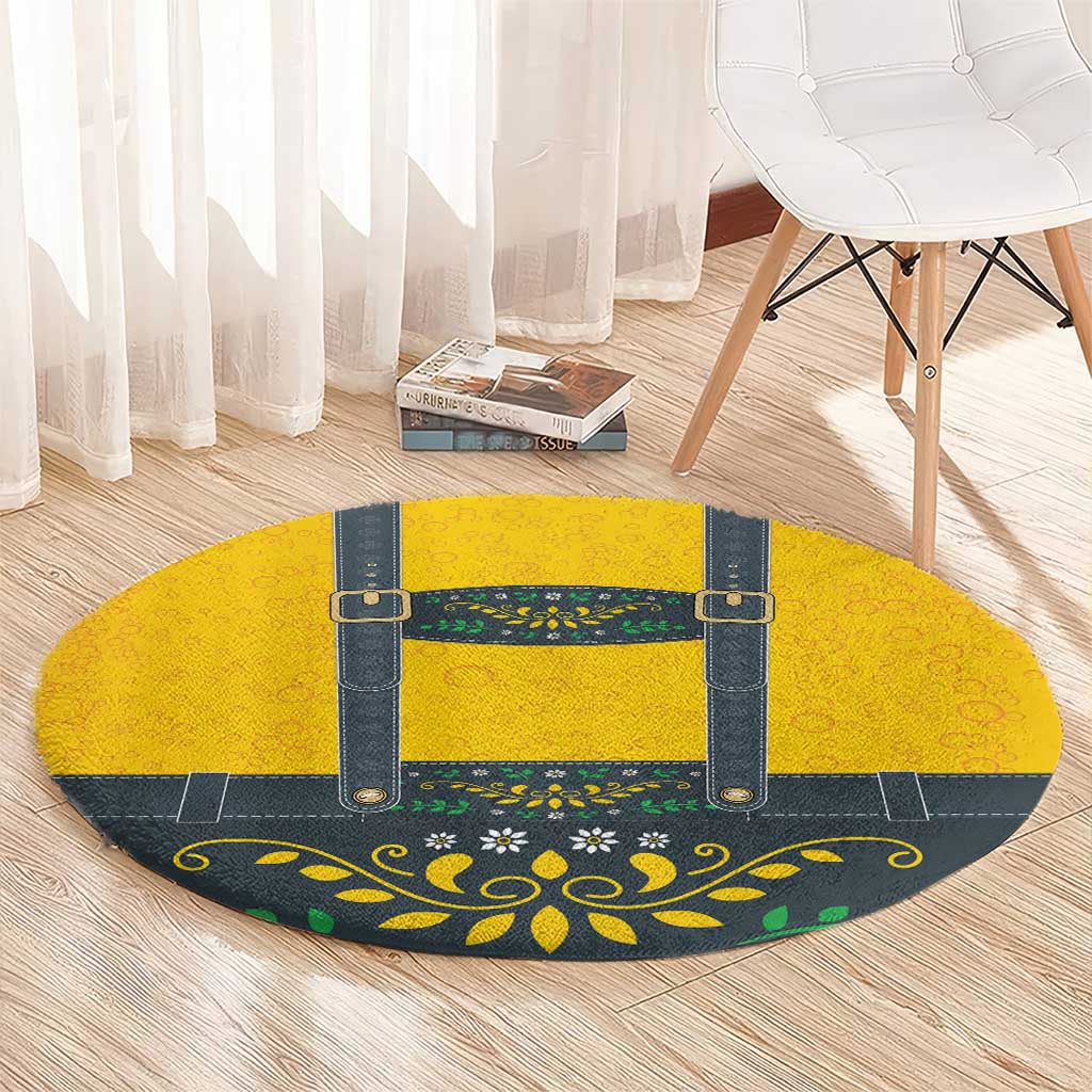 Lederhosen Oktoberfest Round Carpet Bavarian Beer Time - Wonder Print Shop